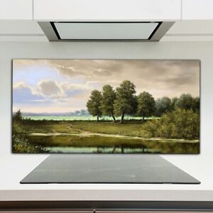 Landschaft digitale Malerei Fluss Küchenrückwand Spritzschutz auf Glas 120x60