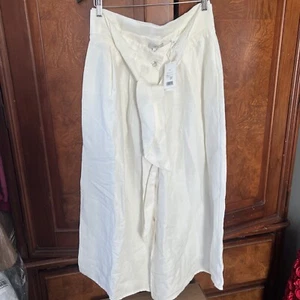Vince Women’s Skirt Button Front Linen Blend Midi Ivory Large $375 - Picture 1 of 7