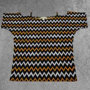 Michael Kors Keyhole Blouse Tops Women's Medium Multicolor Short Sleeve Casual - Picture 1 of 8