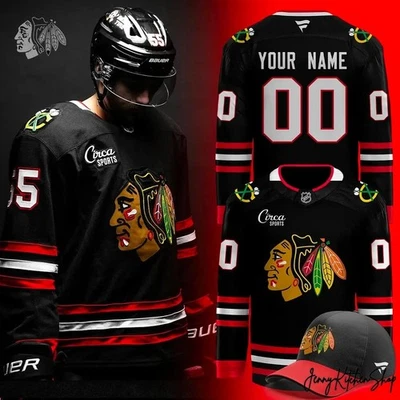 Camiseta deportiva de hockey Blackhawks Back Legendary negra alternativa 2025 hecha por aficionados Foto 1 de 2