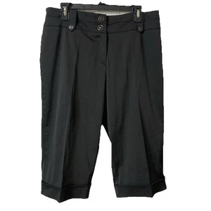 Studio 1940 Women's Black Capris Pants Sz 12 Accent Buttons Cuffed Legs Smooth - Picture 1 of 15