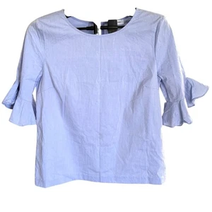 Camicetta Calvin Klein manica con volant S blu chiaro preppy nautica manica 3/4 volant - Foto 1 di 6