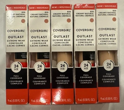 5x Covergirl Outlast Extreme Wear Concealer 24HR Coverage Creamy Natural 820 - Image 1 of 4