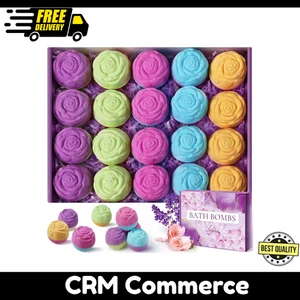 Bath Bombs for Women - 20 Pcs Handmade Natural Essential Oils Rose Bath Bombs - Picture 1 of 6