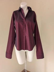 Vintage Whimsigoth Button Front Top L Office Core Maroon Metallic Grunge 90s - Picture 1 of 13