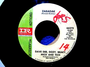 DAVE DEE, DOZY, BEAKY, MICK & TICH Rare PROMO 45 ZABADAK 1968 IMPERIAL VG+ Vinyl - Picture 1 of 3