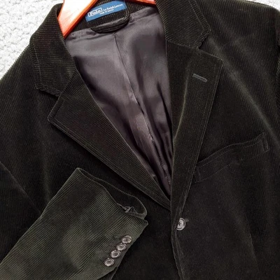 Vintage Polo Ralph Lauren Corduroy Blazer Mens 40R Black Unconstructed Preppy - Image 1 of 4