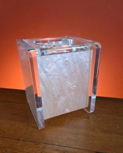 Vtg L & R Enterprises Hand Made MCM Lucite Pink & Clear Tissue Box Euc Ca Usa - Picture 1 of 10