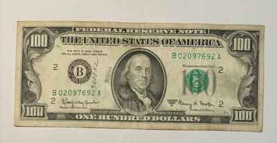 1963A $100 One Hundred Dollar Federal Reserve Note New York •Vintage US Currency - Image 1 of 4