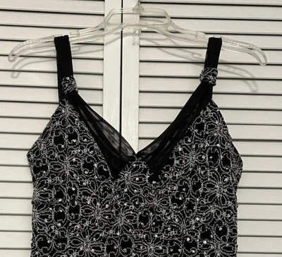 Top para mujer JTB elegante negro secuencia y gasa talla M Foto 1 de 4