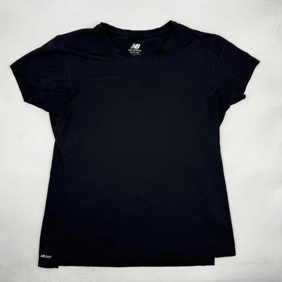 Camiseta deportiva New Balance para mujer mediana negra NB rendimiento seco cuello redondo Foto 1 de 4