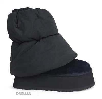 UGG Classic Mini Dipper Puffer Platform Black Fur Boots Size 7 -NIB- - Image 1 of 4