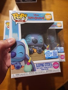 Funko Pop Plus Lilo & Stitch SLEEPING STITCH IN BOX # 1607 GAMESTOP FLOCKED READ - Picture 1 of 13