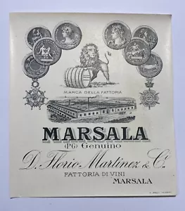 1930ca D. Marsala Florio Martinez & Ci. original altes Etikett Sizilien Wein - Bild 1 von 2