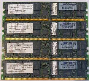 LOT of 4 Infineon 1GB DDR PC2100R ECC Registered Server RAM - HYS72D128320GBR-7 - Picture 1 of 1