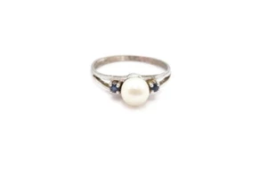 Sterling Silver 925 Pearl Sapphire Ring Size 7.75 - Picture 1 of 12