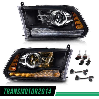 Pair Black Headlights LED DRL Fit For 2009-2018 Dodge Ram 09-18 1500 2500 3500 - Image 1 of 4