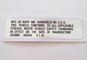 Rupp RMT-80 ID Identification Fork Neck Decal - mini bike motorcycle rmt80