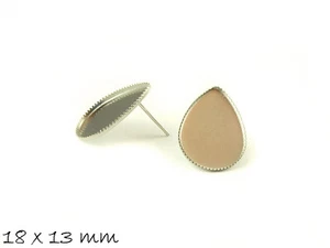 10 ud. Pendientes en blanco con montura cabujón (gotas 18x13mm) acero inoxidable - Imagen 1 de 1