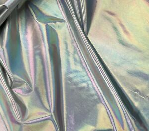 White Rainbow Iridescent Metallic Spandex Lame Fabric 56” With 3 Yard