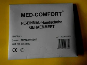 100 Stück PE-Einmalhandschuhe gehämmert, transparent, MED-Comfort Größe: Damen - Bild 1 von 2