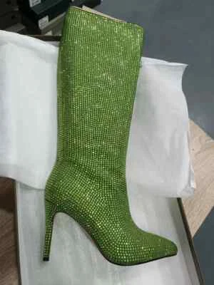Women Shiny Rhinestone Knee High Boots Pointed Toe High Heels Sexy Stiletto Pump - Image 1 of 4