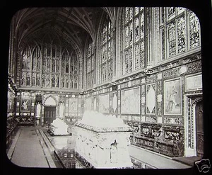 GWW Glass Magic Lantern Slide WINDSOR CASTLE - ALBERT MEMORIAL CHAPEL WEST C1890 - Picture 1 of 2