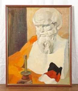 Busto e candela di Socrate, dipinto ad olio con geometria audace, artista ucraino - Foto 1 di 7