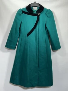 Vintage Rothschild Wool Coat Made In USA Union made Sz 12 Teal Black - Picture 1 of 13