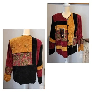 CHAQUETA FORRADA CON BOTONES VINTAGE WMS L ALLURE NEGRA ARTE PRIMITIVO PARA USAR T33 - Imagen 1 de 7