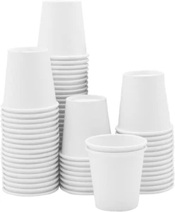 3 oz. 100 Count White Small Paper Cups, Disposable Mini Bathroom Mouthwash Cups - Picture 1 of 7