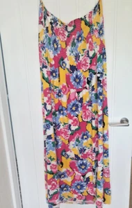 SUMMER DRESS SIZE 20 / 22 MULITI COLOURED PEACOCKS PLUS SIZE - Picture 1 of 6