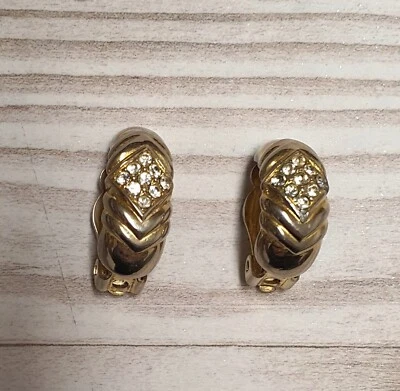 Antike Ohrringe Ohrclips Gold Farbig Trachtenschmuck Retro Design Vintage - Bild 1 von 4