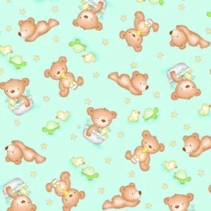 Comfy Flannel Bears Aqua 1004-60 BTY - Picture 1 of 1