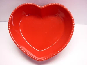 TAG Ceramic Red Heart Shaped Bowl Dish 2007 Beaded Microwave DW Oven Safe 9.5" - Picture 1 of 5