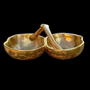 Stangl Pottery Granada Gold 3784 Double Candy Dish Bowl w/ Handle New Jersey - Picture 1 of 14