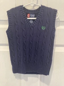 CHAPS Boys V-neck cable knit Sweater Vest, Size 5, Navy Blue, 100% cotton - Picture 1 of 5