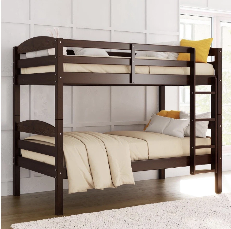 Двухъярусная двухъярусная кровать-трансформер из массива дерева, мокко - Изображение 1 из 3