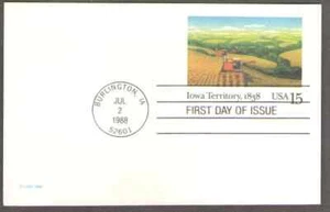 US. UX123. 15c. Iowa Territory, 1838. Postal Card. FDC. MNH. 1988 - Picture 1 of 1