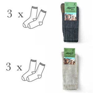 3/6 Pares Calcetines Alpaca Naturales Muy Acolchados Gris/Avena Trabajo Senderismo Talla 6-11 - Imagen 1 de 14