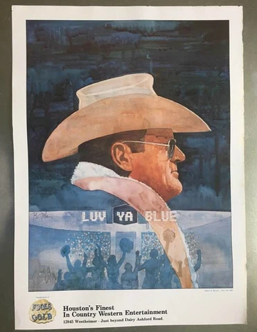 HOUSTON OILERS~BUM PHILLIPS~LUV YA BLUE ~ 1980 ORIGINAL VINTAGE 18 x 25 POSTER Cover