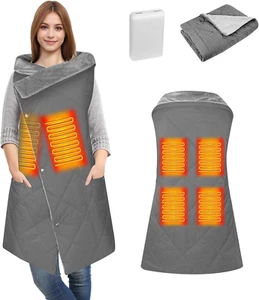 Cordless Heated Blanket, USB Electric Blanket Heating Wearable Blanket with 1000 - Picture 1 of 12