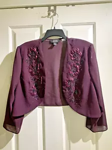 R&M RICHARDS Jacket Top Woman 18 Beaded Embroidered Party Wedding - Picture 1 of 4