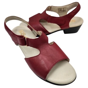 SAS Suntimer sandalo donna taglia 9W rosso pelle cinturino tacco NUOVO - Foto 1 di 9
