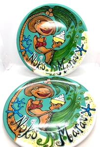Maecher Melamine Plates x 2, Hand Painted, Made in England - Picture 1 of 5