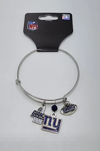 Brand New NFL Licensed NY Giants Charm Bracelet Silver Tone Cover