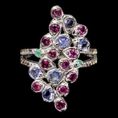 925 Sterlingsilber Ring Rund Tansanit 3mm Saphir Edelstein Schmuck Größe 8.5 - Bild 1 von 4