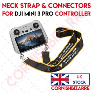 DJI MINI 3 PRO CONTROLLER LANYARD - YELLOW & BLACK NECK STRAP + CONNECTORS - UK - Picture 1 of 7