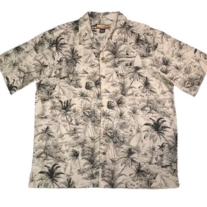 Havana Jack's Cafe Men's Size L 100% Silk Hawaiian Shirt Palms Beach Sailboats  - Picture 1 of 13