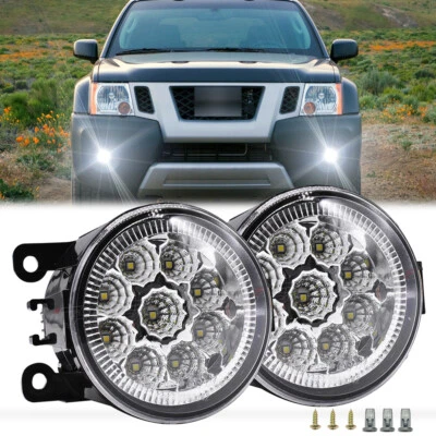 Par de luces antiniebla LED para parachoques delantero Nissan Xterra 2005-2015 con lente transparente Foto 1 de 4